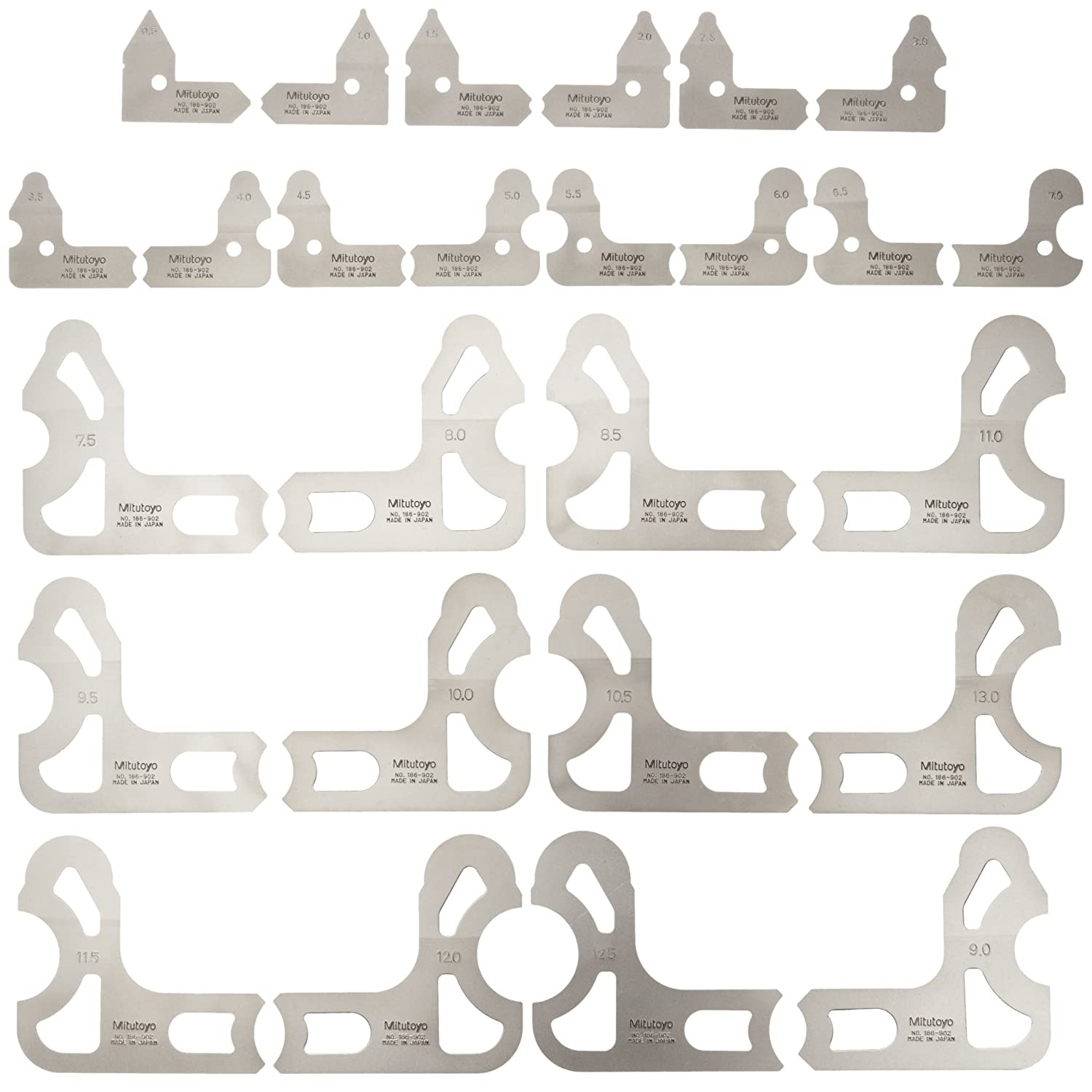 Radius Gauge <br> 186-902 <br>0,5-13mm, 26 Pairs